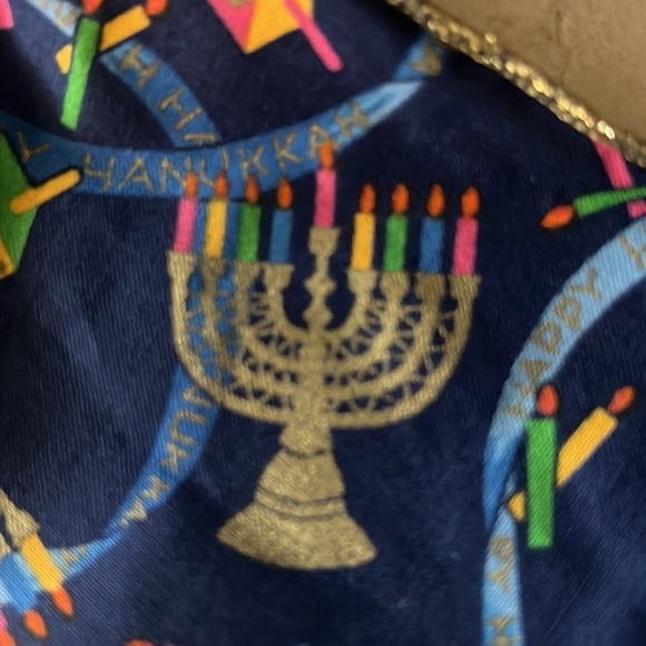 Hanukah 4” Blue & Gold Menorah Dreidel Ribbon - Picture 7 of 7